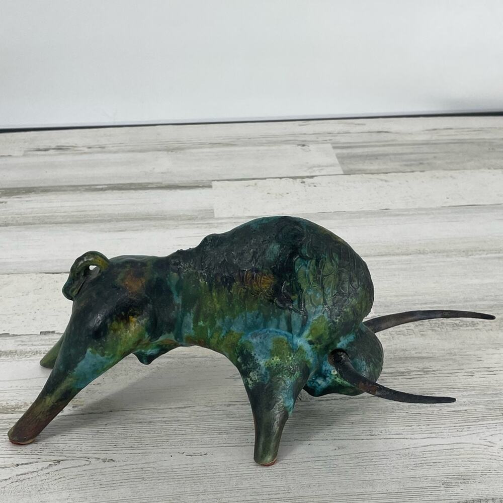 Incredible Vintage MCM Alvino Bagni Bitossi Sea Garden Glaze Abstract Bull
